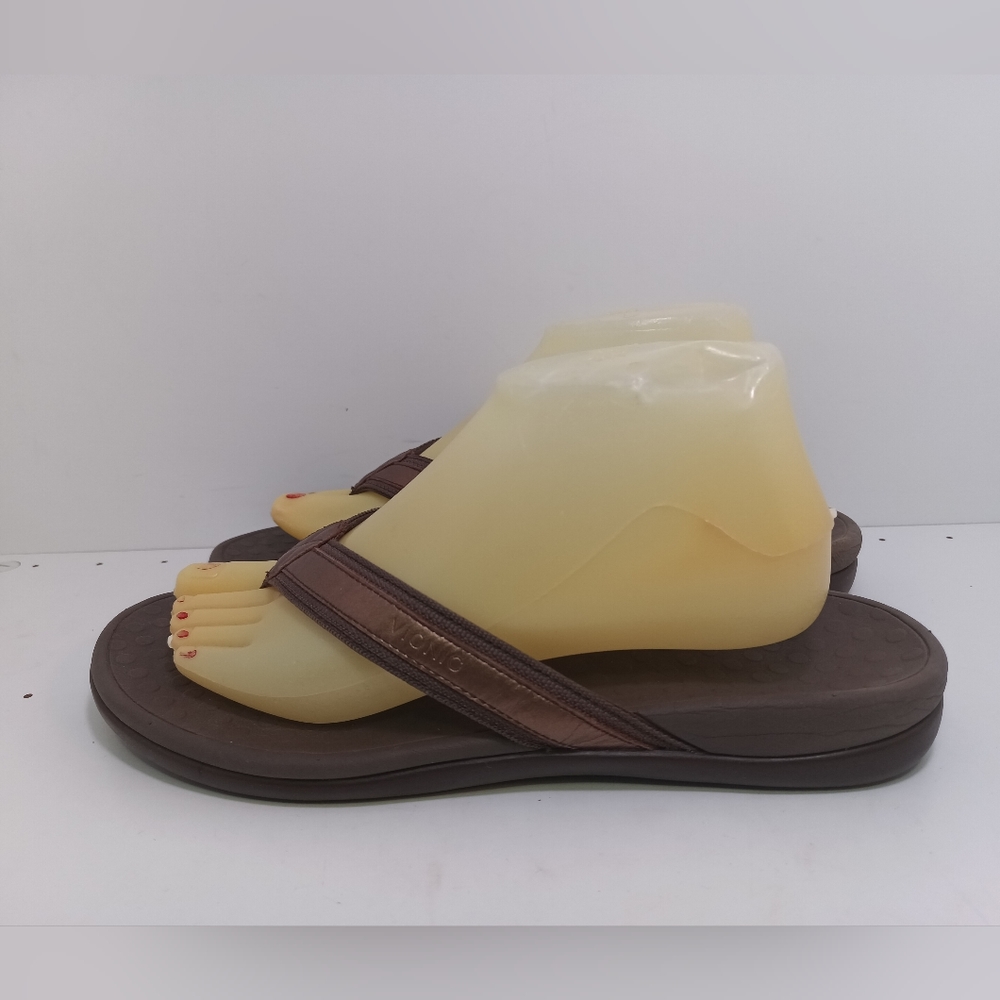 Vionic Tide II Brown Pewter Flip Flop  Sandals Thongs Size 9.